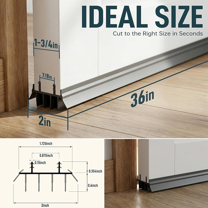 36 Inch Door Sweep Replacement, Kerf Door Bottom Seal, 2 Pack | Under Door Seal - Image 2