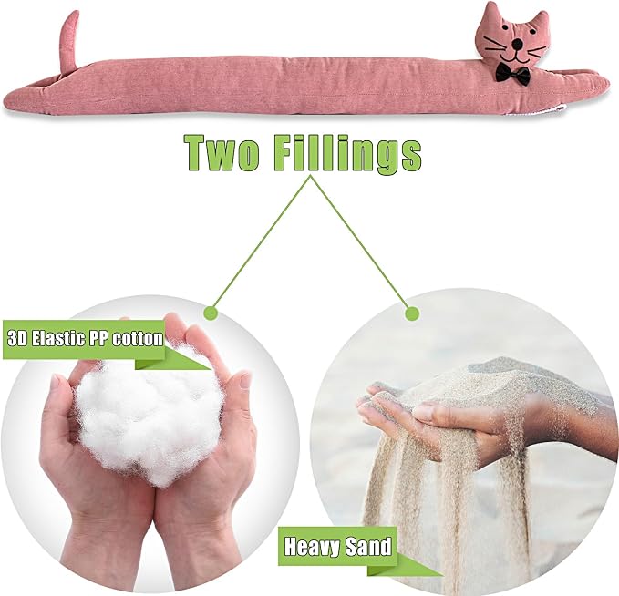 Cat Fabric Under Door Draft Stopper, 3LB Heavy Duty Decorative Soundproof Door - Image 4