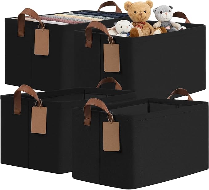 CHICVITA 4 Pack Large Fabric Storage Baskets by CHICVITA