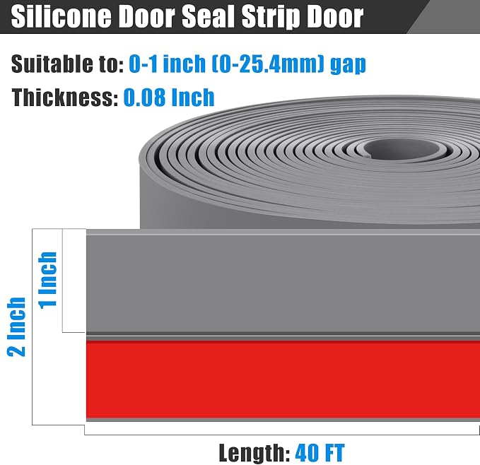 Draft Seal Tape for Doors and Windows 2 in x 40 Ft Silicone Weather Stripping - Image 2