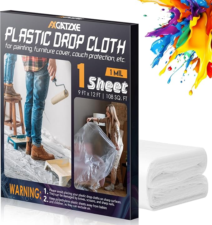 Axgatoxe 12 x 9 Ft Plastic Drop Cloths by AXgatoxe