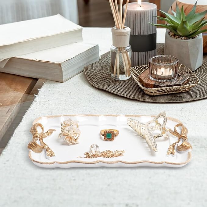 Warmtree Bow Jewelry Tray, Coquette Trinket Dish, Vanity Decor | Decorative Tray - Image 4