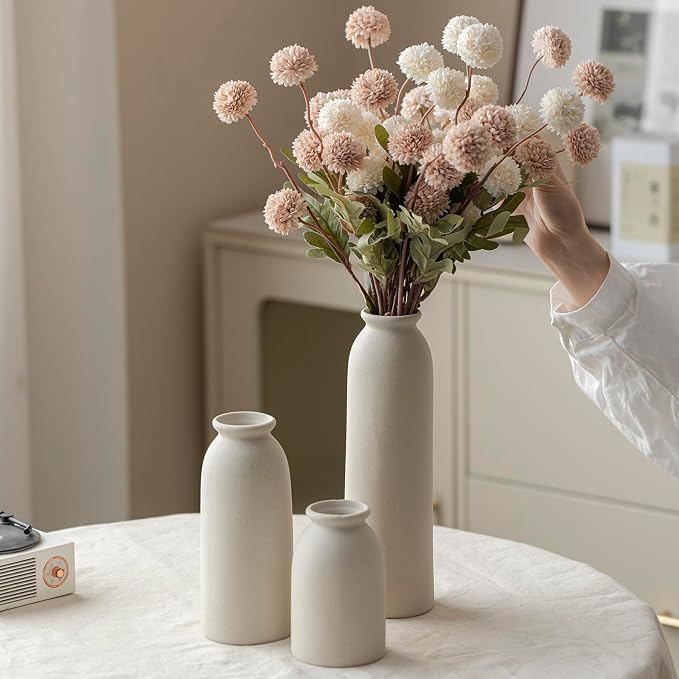 Ceramic Vase Set-3, 10.3 Inch Tall Flower Vases - Image 2