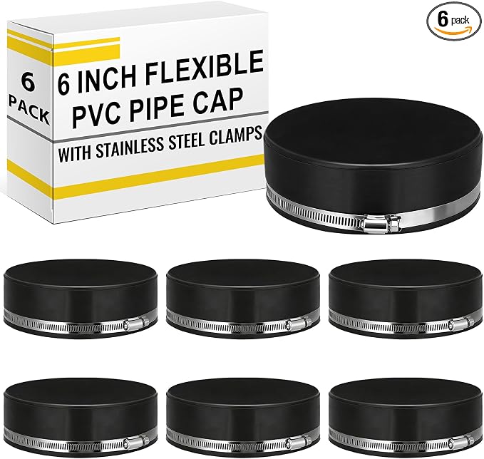 6 Pack 6 Inch Flexible PVC Pipe Cap by Unknown