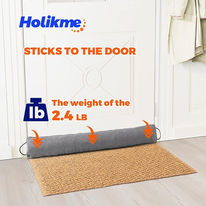 Holikme Weighted Door Draft Stopper, Heavy Duty Under Door Draft Blocker Bottom - Image 2