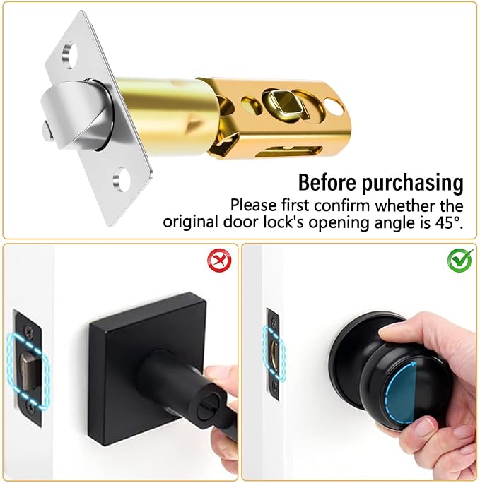 Adjustable Deadbolt Lock Latch 2-3/8" & Adjustable Door Knob Latch 1-3/8" | - Image 4