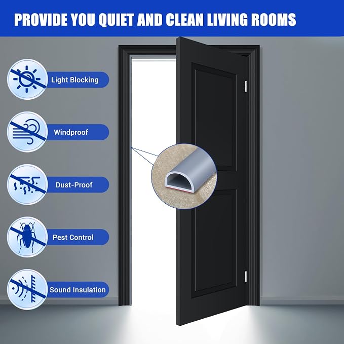 Weather Stripping Door Seal, Self Adhesive Silicone D Shaped Weather Strip - Image 6