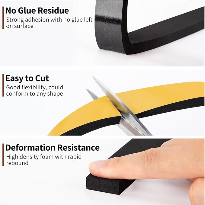 Yotache Foam Strips with Adhesive 1" W X 3/8" T, 13 Ft Length | New Adhesive - Image 6