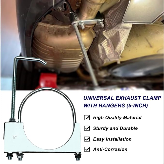 5" Exhaust Clamp With Hanger One-Piece Muffler Hanger, Corrosion Resistant - Image 7