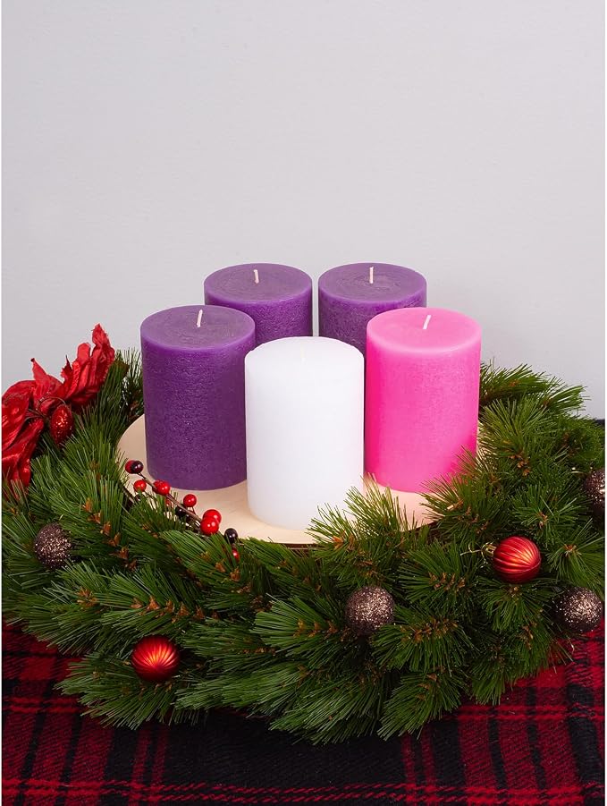 3x4 Inch Advent Pillar Candles Set of 5 - Image 3