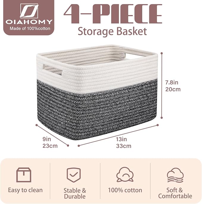 OIAHOMY 4 Pack Storage Basket, Closet Organizer - Image 2