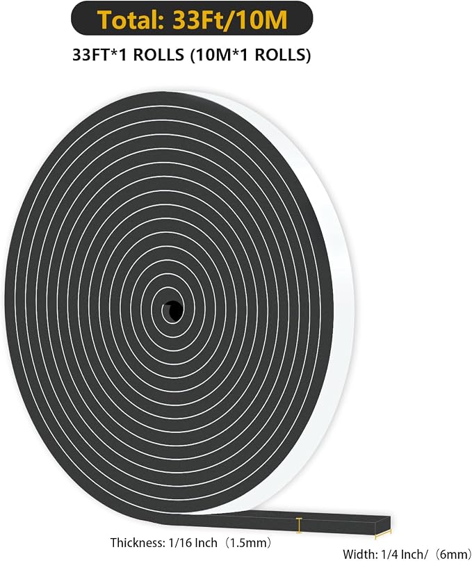 Weather Stripping Door Seal, High Density CR, 1/4 in x 1/16 in x 33Ft | Door - Image 2