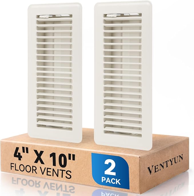 4" x 10" Floor Register Vent Covers 2-Pack, Cream White by VENTYUN