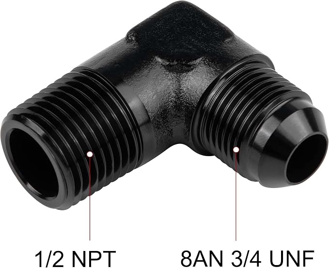 EVIL ENERGY 8AN to 1/2" NPT Male 90 Degree Fitting Adapter Aluminum 2PCS - Image 2