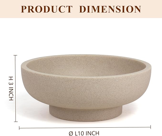 Decorative Resin Bowl, Large Fruit Bowl, Artificial Stone Beige | Perfect - Image 2