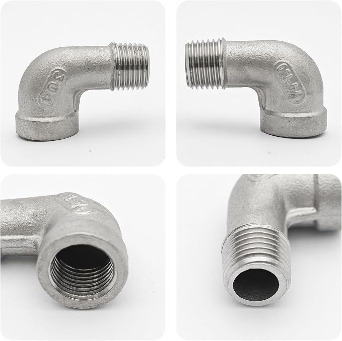 2Pcs 90 Degree Street Elbow, 1/4" NPT Male x 1/4" NPT Female, 304 Stainless - Image 3