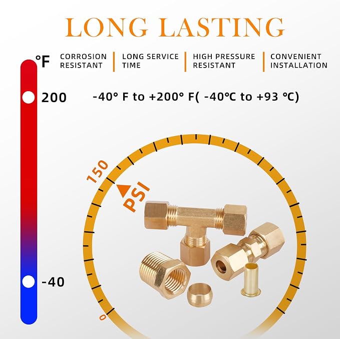 135PCS Brass Compression Fittings Kit-1/8" 3/16" 1/4" 3/8" 1/2" | - Image 3