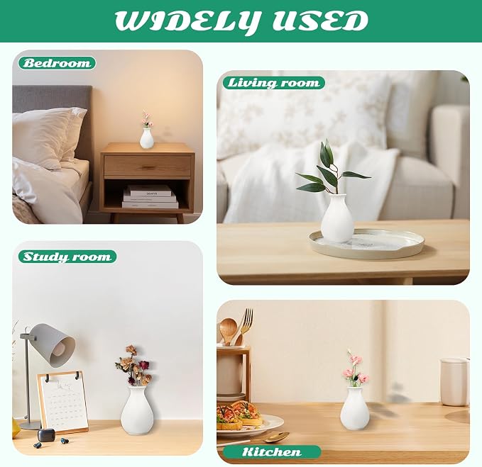 15 Pack White Ceramic Bud Vases Bulk, 3.9 Inch Premium Boho Small Flower Vases - Image 7