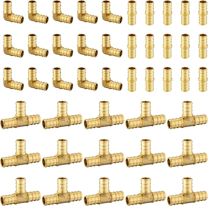 45 Pack Foskan 1/2 Inch PEX Barb Crimp Fittings Set | 15 Pieces Each:Elbow by Unknown