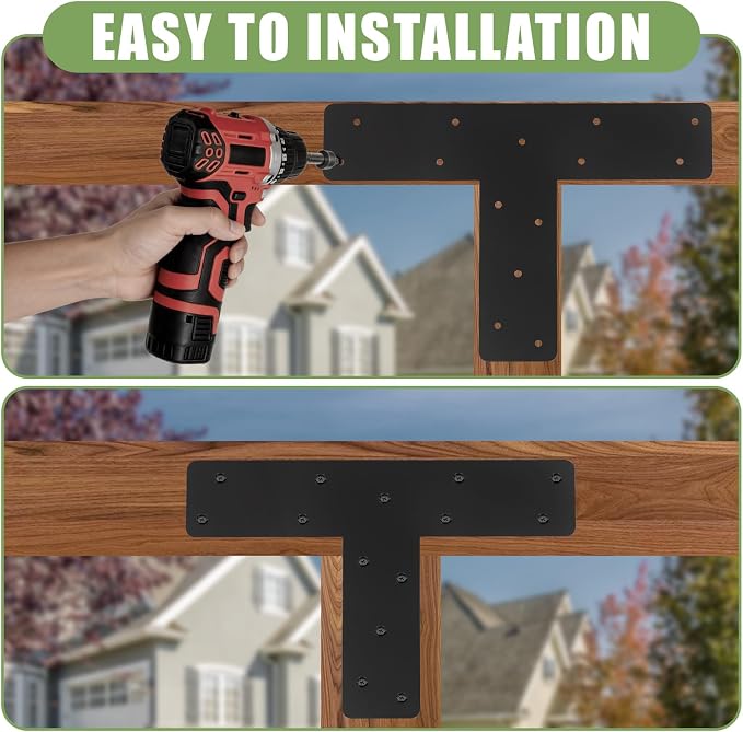 4 Pcs T Post Brackets for Pergola Bracket|Thickness 0.12"| | 13"x 3"Carbon - Image 5