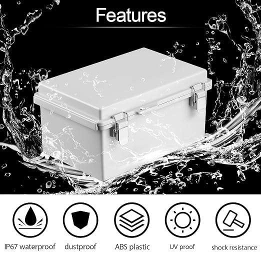 Electrical Box, IP67 Waterproof Hinged Cover Stainless Steel Latch Junction Box - Image 3