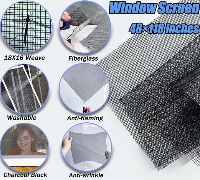 King&Charles Window Screen Replacement, 6in1 Window Screen Door Repair Kit | - Image 2