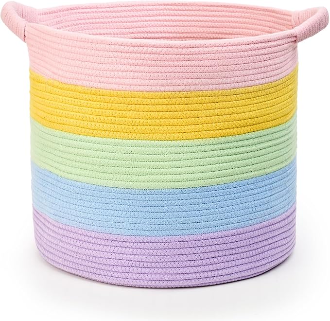 Blanket Basket for Living Room, Woven Rope Storage Basket | 16"D x 14"H | by KODOMOORE