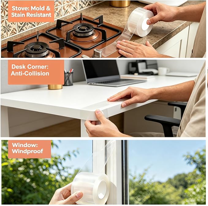 Transparent Window Weather Sealing Tape 2 Inch x 33 FT Weather Stripping - Image 2
