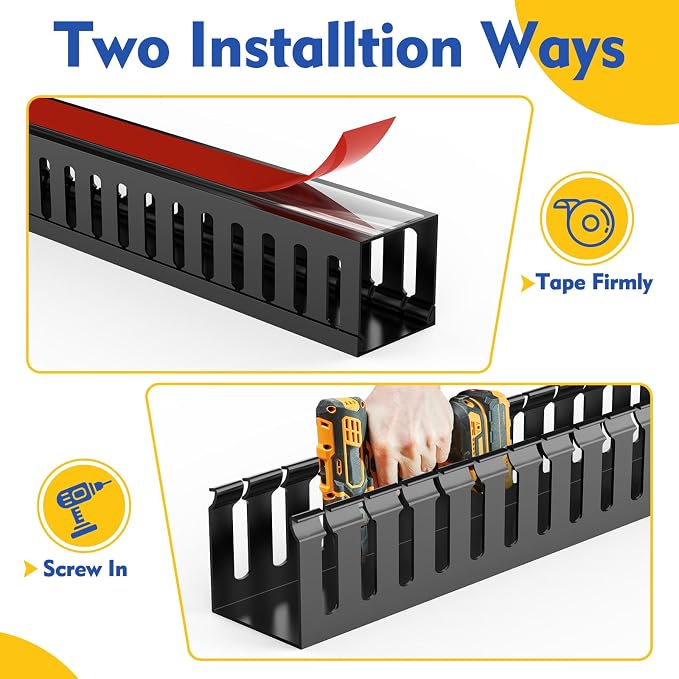 Open Slot Wiring Raceway Cable Duct, Cable Management Cord Track | 123" open - Image 4