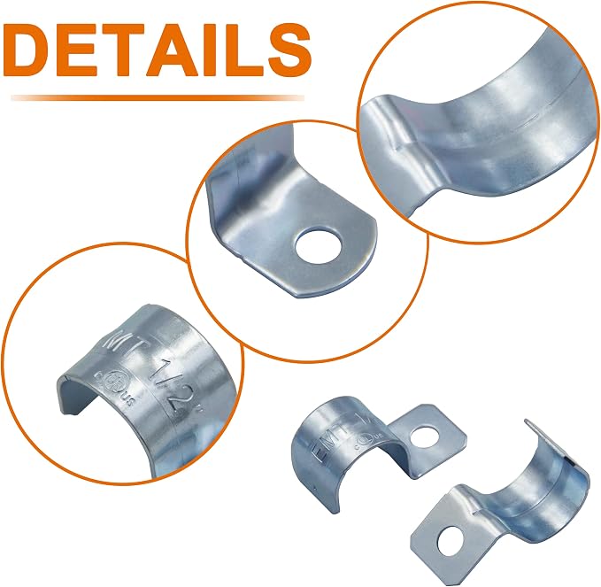 ISPINNER 25pcs 1/2 Inch Zinc Plated Steel EMT Pipe Straps - Image 4