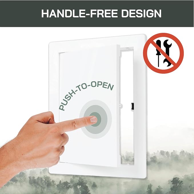 Vent Systems 6" x 8" Push-to-Open ABS Access Door – White Plastic Access Panel - Image 3