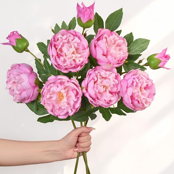 3PCS 22in Peonies Artificial Flowers, Real Touch Latex Fake Peonies | Lifelike by MARTINEMALL