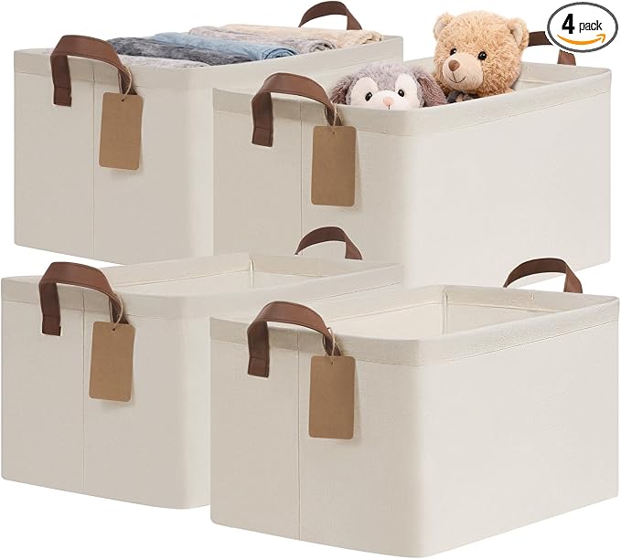 CHICVITA 4 Pack Large Fabric Storage Baskets by CHICVITA