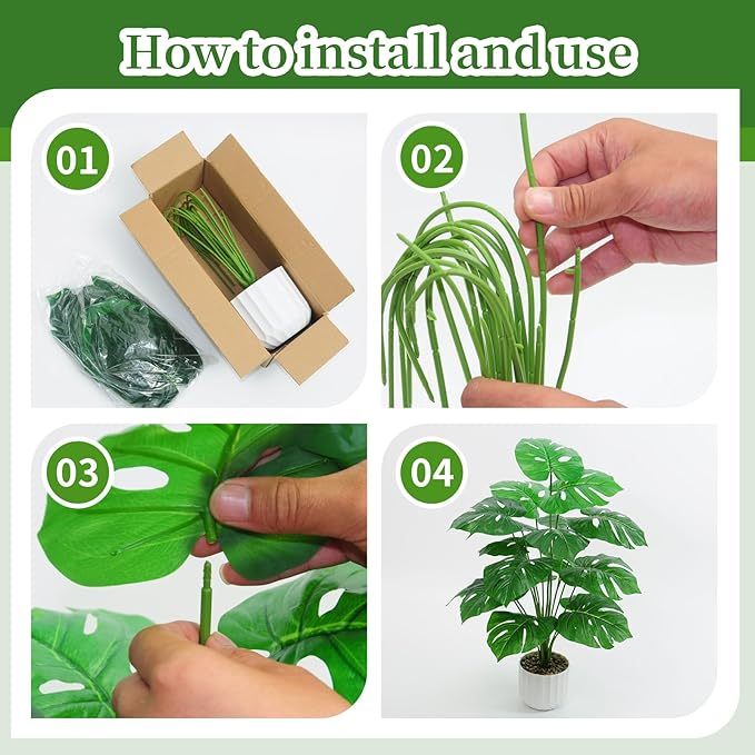 Freyalife 28“ Fake Plant Artificial Monstera - Image 3