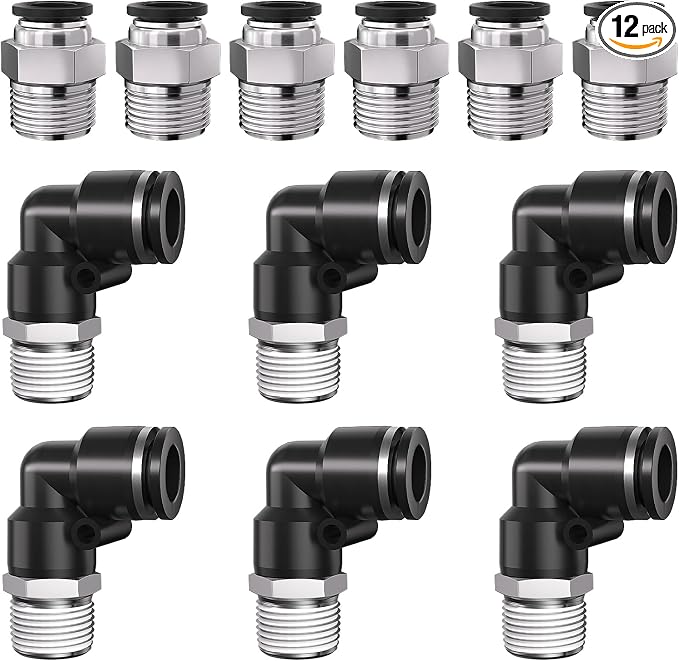 1/2 Push to Connect Fittings npt Thread to 3/8 Air Line quick | Pneumatic by Unknown