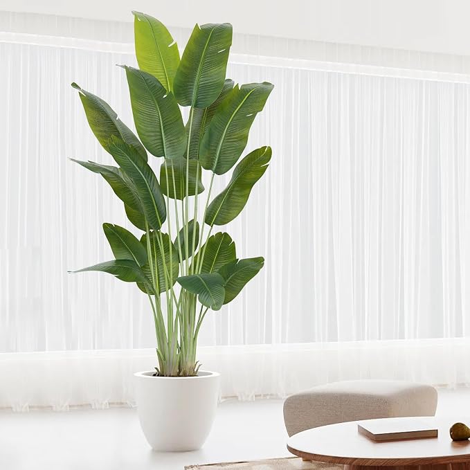Artificial Bird of Paradise Plant 7.5Ft Tall Fake Tropical Palm Tree Large Fake - Image 2
