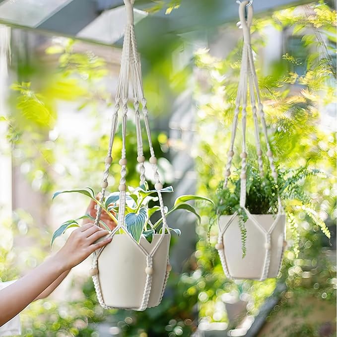 LEWESU Macrame Plant Hanger Indoor Set of 4 - Image 3