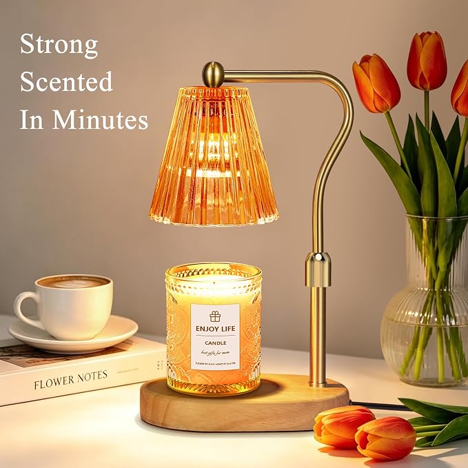 Red Candle Warmer Lamp with Timer Dimmer Adjustable Height, Electric Wax Warmer - Image 2
