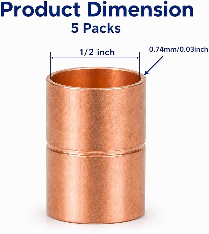 AngryPony 1/2 Copper Fittings, 1/2 Copper Coupling - Image 2