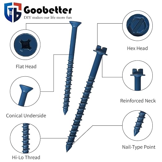 220Pcs 1/4" & 3/16" Hex Concrete Screw & Drill Bit Set, - Image 3