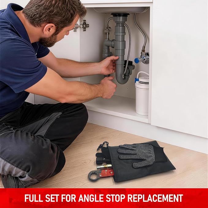 Angle Stop Wrench Kit, 1/2" Compression Sleeve Puller, Pro Plumber Wrench | - Image 7