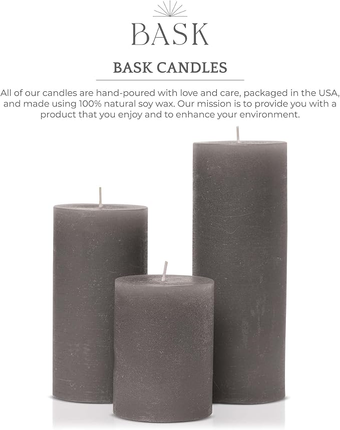 BASK Mottled Unscented Cool Grey Pillar Candles Set of 3 - Image 6