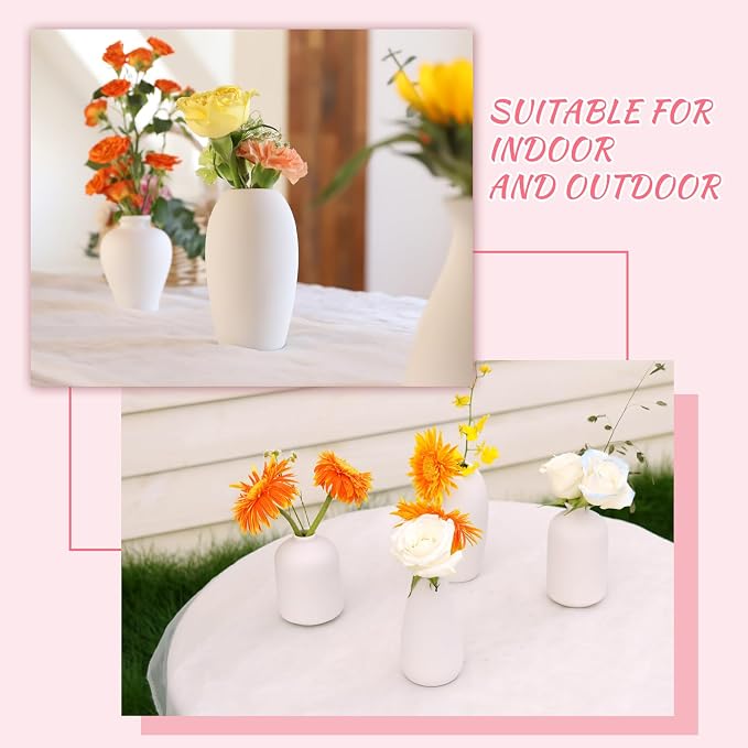 8 Pack Ceramic Bud Vase, Small White Vase - Image 5