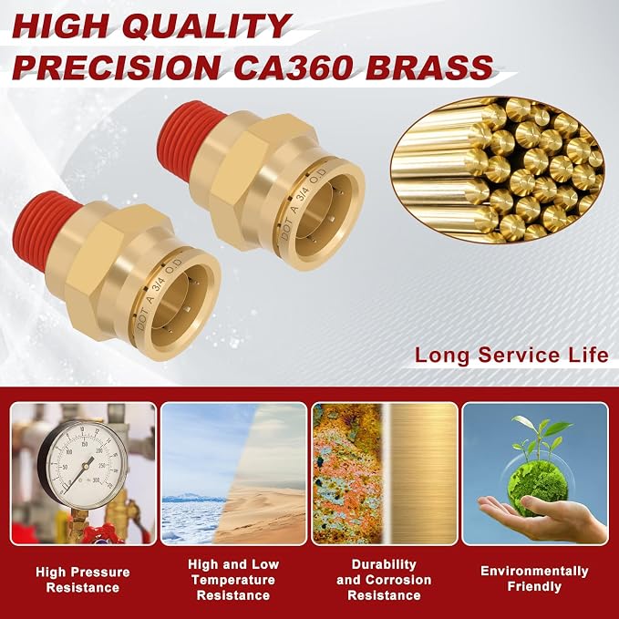 DOT Approved Male Straight Brass Union 3/4" Tube x 3/8" NPT, Quick Connect Union - Image 2