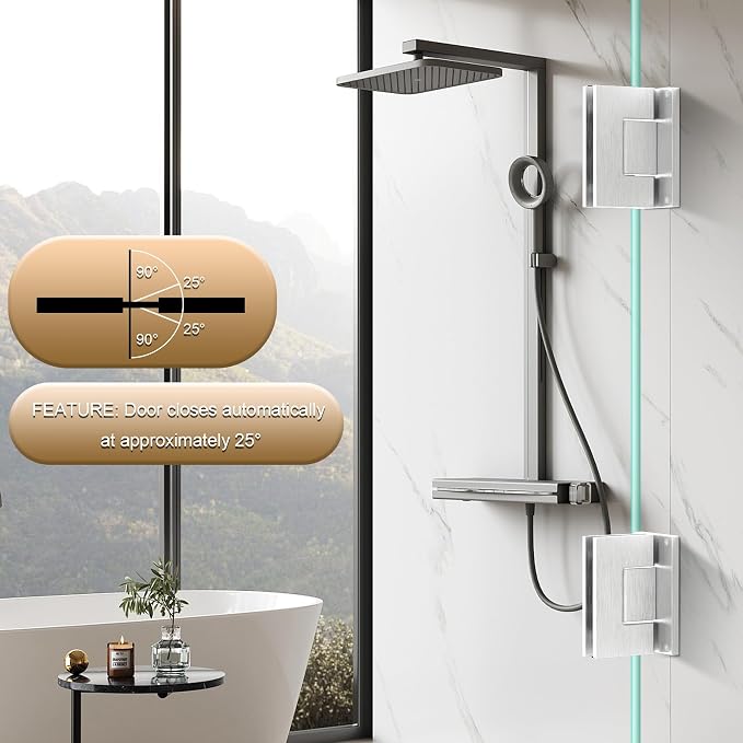 Alise Glass Shower Door Hinge, 90° Hinge - Image 7