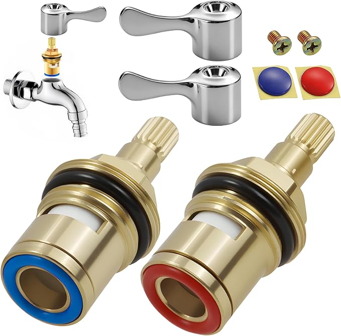 Brass Faucet Cartridge Replacement, 1/2 Inch 20-Spline Ceramic Disc Valve Quick - Image 7