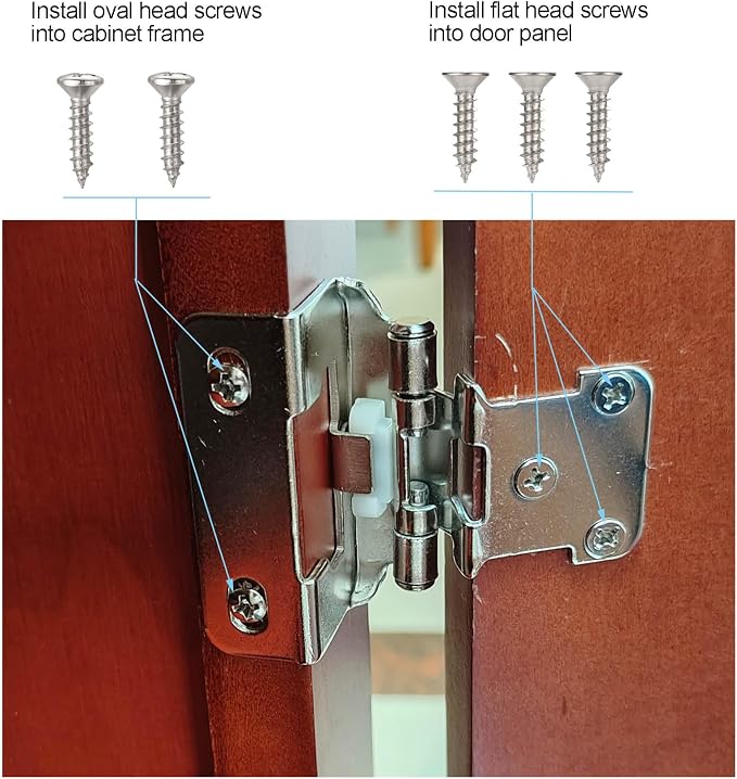 Satin Brushed Nickel Cabinet Hinges, 1/2” Overlay, 4 Pack | - Image 5