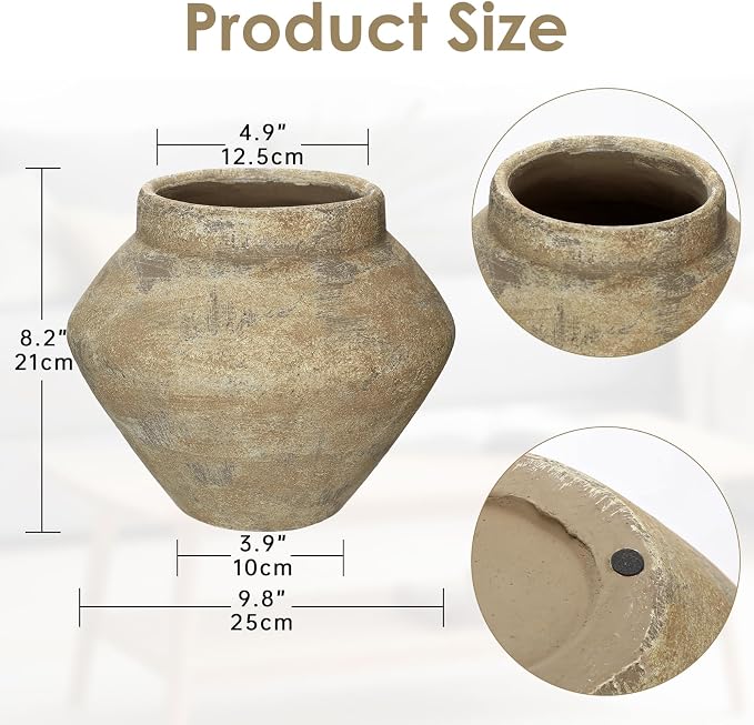 Briful Large Rustic Ceramic Vase - Image 3