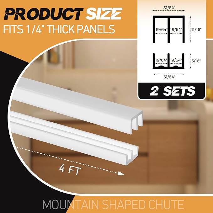 2 Sets Plastic Sliding Door Track Set - Image 2