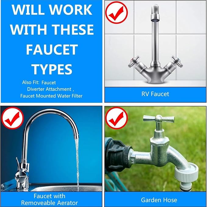 Hotop 7 Pcs Brass Faucet Adapter Kit Kitchen Male Female Faucet Adapter | Male - Image 4